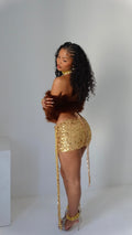 Gold Sequin Mini Skirt