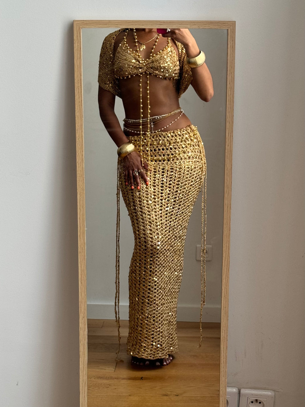 Gold Sequin Maxi Skirt