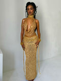 Gold Sequin Maxi Skirt